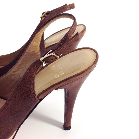 STUART WEITZMAN Friller Peep Toe Slingback Heels - Picture 4 of 8